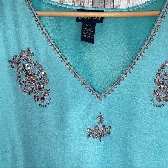 Lane Bryant Light Blue Sequin Blouse - Picture 4 of 5